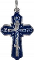 Крест нательный металлический, (цвет «синий»), 10 штук (арт. 15889)