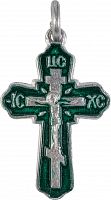 Крест нательный металлический, (цвет «зеленый»), 10 штук (арт. 09009)