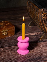 Подсвечник гипсовый, ярко-розовый. Диаметр под свечу - 7 мм