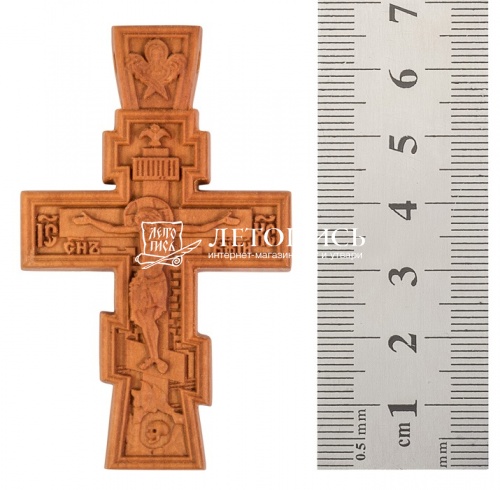 Крест нательный из дерева (65х40 мм, светлый, груша) (арт. 10011) фото 2