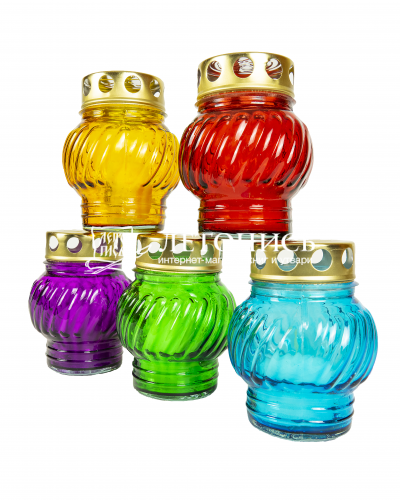 Набор цветных неугасимых лампад из стекла, 10 см х 6 см - набор 5 шт! (арт. 19743) фото 2
