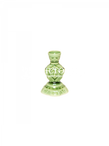 Подсвечник церковный керамический Серафим пламенный зеленый, подсвечник для свечи религиозный, d - 10 мм под свечу