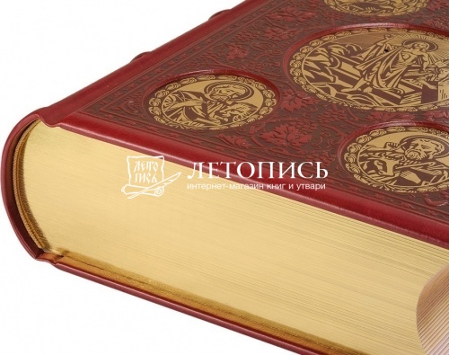 Святое Евангелие напрестольное, на церковнославянском языке, в кожаном переплете, ручная работа фото 4