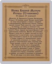 Икона Божией Матери "Отрада (Утешение)" (ламинированная с золотым тиснением, 80х60 мм)