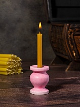 Подсвечник гипсовый, нежно-розовый. Диаметр под свечу - 7 мм