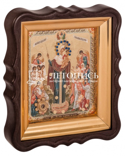 Икона Божией Матери "Всех Скорбящих Радость" с мощевиком, в фигурной рамке 
