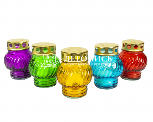 Набор цветных неугасимых лампад из стекла, 10 см х 6 см - набор 5 шт! (арт. 19743)