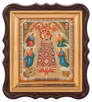 Икона  Божией Матери "Прибавление Ума" с мощевиком, в фигурной рамке 