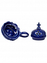 Набор кадильный №16: Кадильница керамическая синяя, Ладан цветной, Уголь быстроразжигаемый Яблоневый d-27 мм (6 таб.)