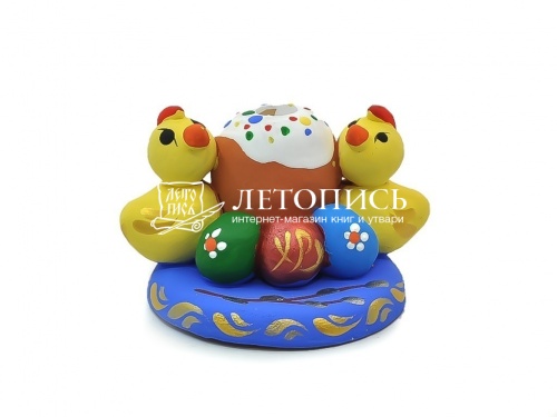 Пасхальный подсвечник "Кулич с цыплятами" керамический (арт. 13437) фото 2