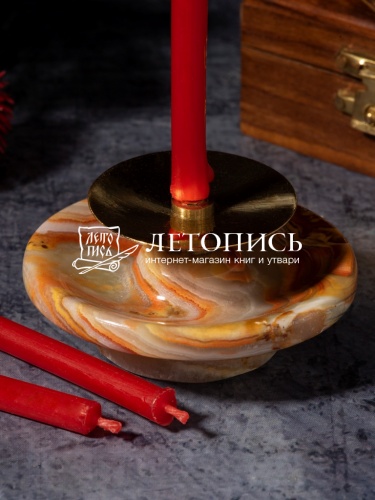 Подсвечник декоративный из оникса 6х4 см с иглой для свечей фото 5