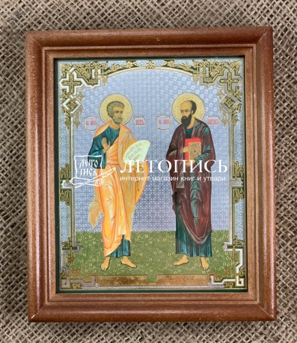 Икона святые апостолы Петр и Павел (двойное тиснение, 155х130 мм, арт. 17174)