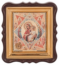 Икона  Божией Матери "Неопалимая Купина" с мощевиком, в фигурной рамке 