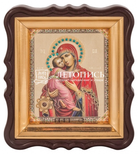 Икона Божией Матери "Владимирская" с мощевиком, в фигурной рамке  фото 2