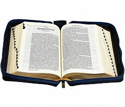 Библия в синодальном переводе, кожаный переплет на молнии, с закладкой, золотой обрез (арт.07387)