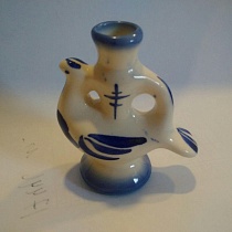 Подсвечник Птичка керамический, гжель