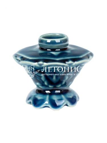 Подсвечник церковный керамический Херувим синий, подсвечник для свечи религиозный, d - 10 мм под свечу