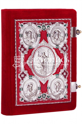 Святое Евангелие требное, на церковнославянском языке в бахатном переплете с металлической накладкой, ручная работа