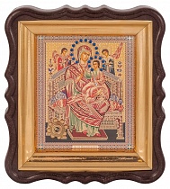 Икона Божией Матери "Всецарица" с мощевиком, в фигурной рамке 