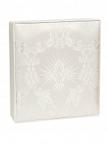 Складень венчальный, белый жаккард, 2 замка, кожа, стекло (арт. 20238)