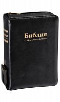 Библия в синодальном переводе, кожаный переплет на молнии (арт.07440)