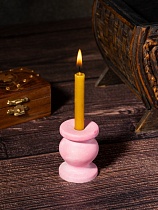 Подсвечник гипсовый, нежно-розовый. Диаметр под свечу - 7 мм
