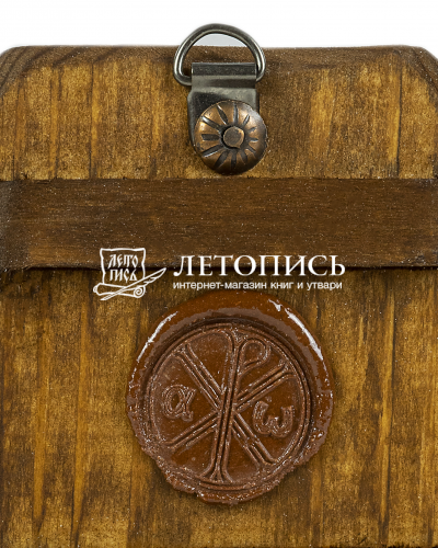 Икона Божией Матери "Знамение" на состаренном дереве 100х70 мм  фото 9