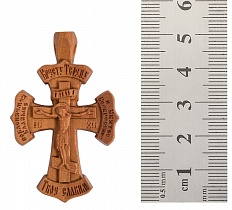 Крест нательный с распятием из дерева, светлый (50х30 мм, груша) (арт. 10014)