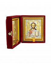 Складень венчальный, красный бархат (с вышитым крестом) (арт. 11644)