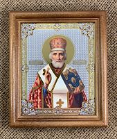 Икона святитель Николай Чудотворец (двойное тиснение, 155х130 мм, арт. 17173)