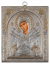 Икона Божией Матери "Семистрельная" (в окладе, серебрение)