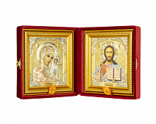 Складень венчальный, красный бархат (с вышитым крестом) (арт. 11644)