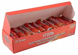 Уголь быстровозгораемый древесный, высшего качества (Д = 25 мм, 20 уп. по 6 шт.)