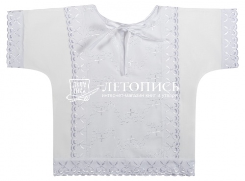 Крестильная Рубашка с кружевом и вышитой тканью (арт. 11189)