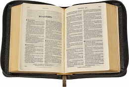 Библия в кожаном переплете на молнии с золотым обрезом, малого формата (арт. 09707)