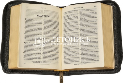 Библия в кожаном переплете на молнии с золотым обрезом, малого формата (арт. 09707) фото 2