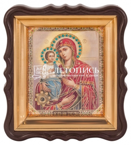 Икона Божией Матери"Троеручица" с мощевиком, в фигурной рамке  фото 2