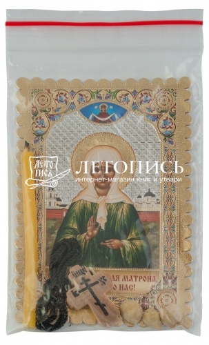 Крест нательный деревянный (в наборе с иконой "Святая блаженная Матрона Московская", свечой и ладаном)  фото 2
