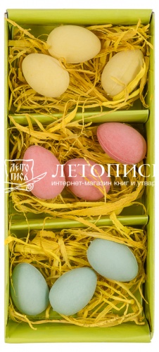 Пасхальный набор из трех декоративных гнезд с тремя яйцами