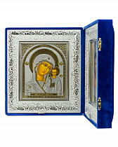 Складень венчальный, синий бархат, вышитые уголки и крест (арт. 17413)