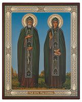 Икона "святые благоверные князья Петр и Феврония Муромские" (оргалит, 180х150 мм)