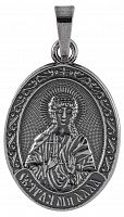 Икона нательная с гайтаном: мельхиор, серебро "Святая Мученица Алла Голгофская"