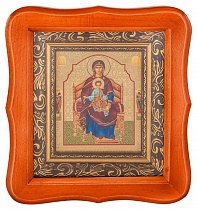Икона Божией Матери "Богородица на троне" в фигурной деревянной рамке