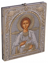 Икона "Святой Великомученик Пантелеимон" (в окладе, серебрение)