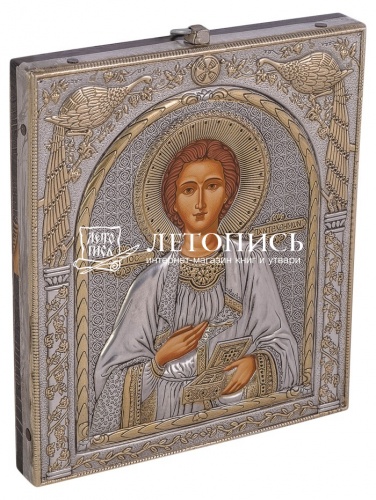 Икона "Святой Великомученик Пантелеимон" (в окладе, серебрение) фото 2