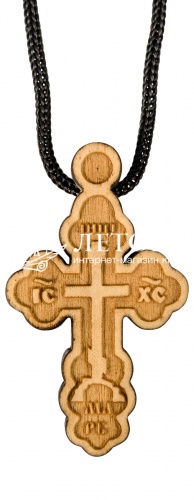Крест нательный деревянный из самшита с гайтаном (арт. 10264)
