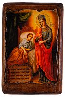 Икона Божией Матери "Целительница" на состаренном дереве и холсте (арт. 12771)