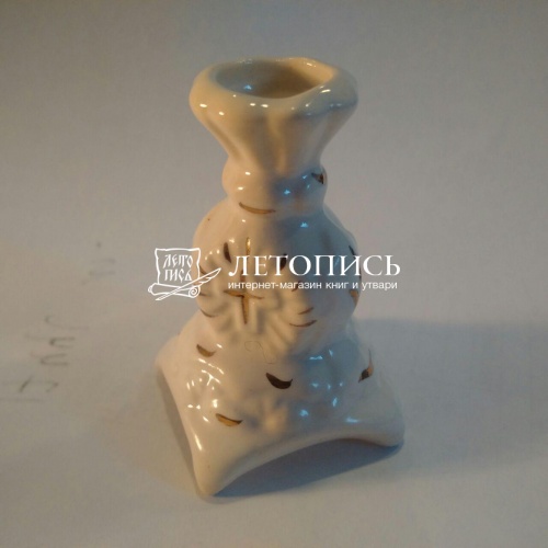 Подсвечник Башня керамический, белый с золотом фото 2
