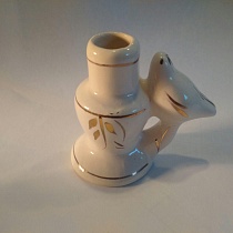 Подсвечник Птичка керамический, белый с золотом