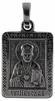 Икона нательная с гайтаном: мельхиор, серебро "Святой Николай Архиепископ Мирликийских Чудотворец" 